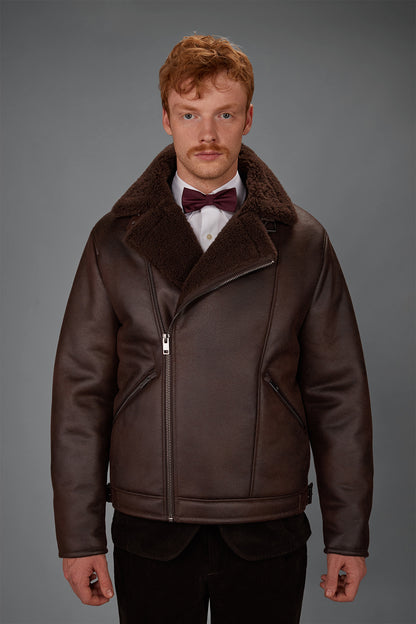 Faux Shearling Biker Jacket 