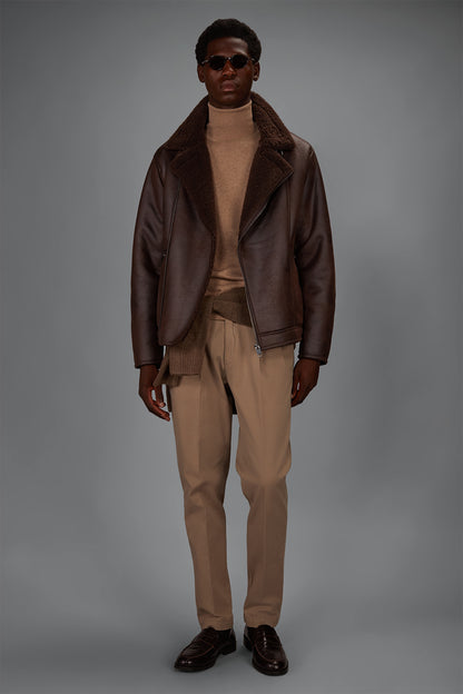 Faux Shearling Biker Jacket 