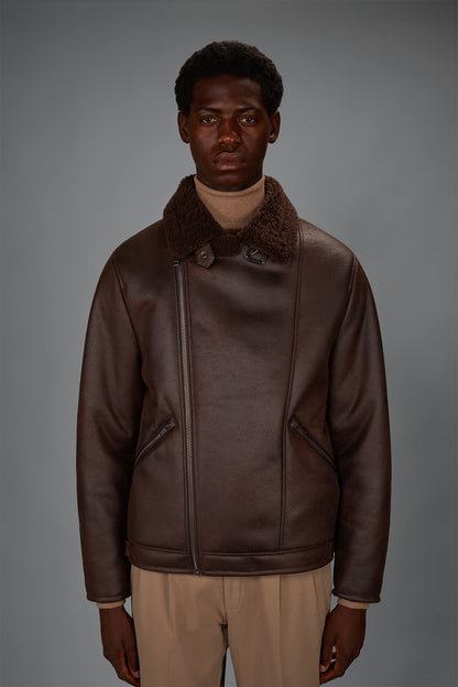 Faux Shearling Biker Jacket 