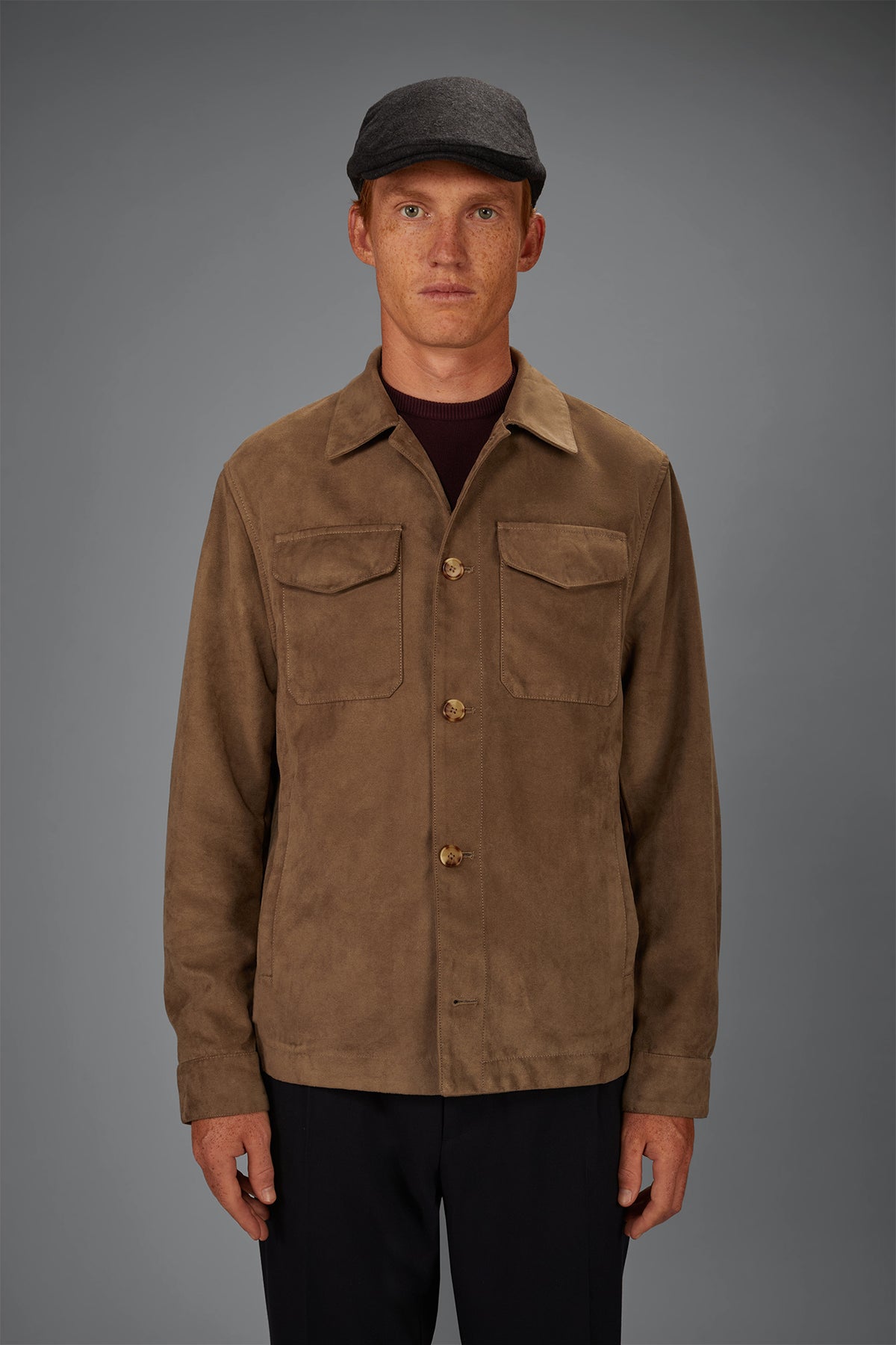 Men’s unlined suede-effect jacket regular fit