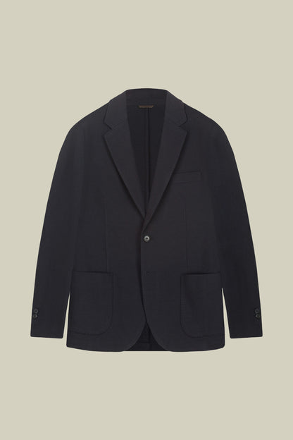 Men’s unlined single-breasted jacket in dobby-weave jersey with a regular fit