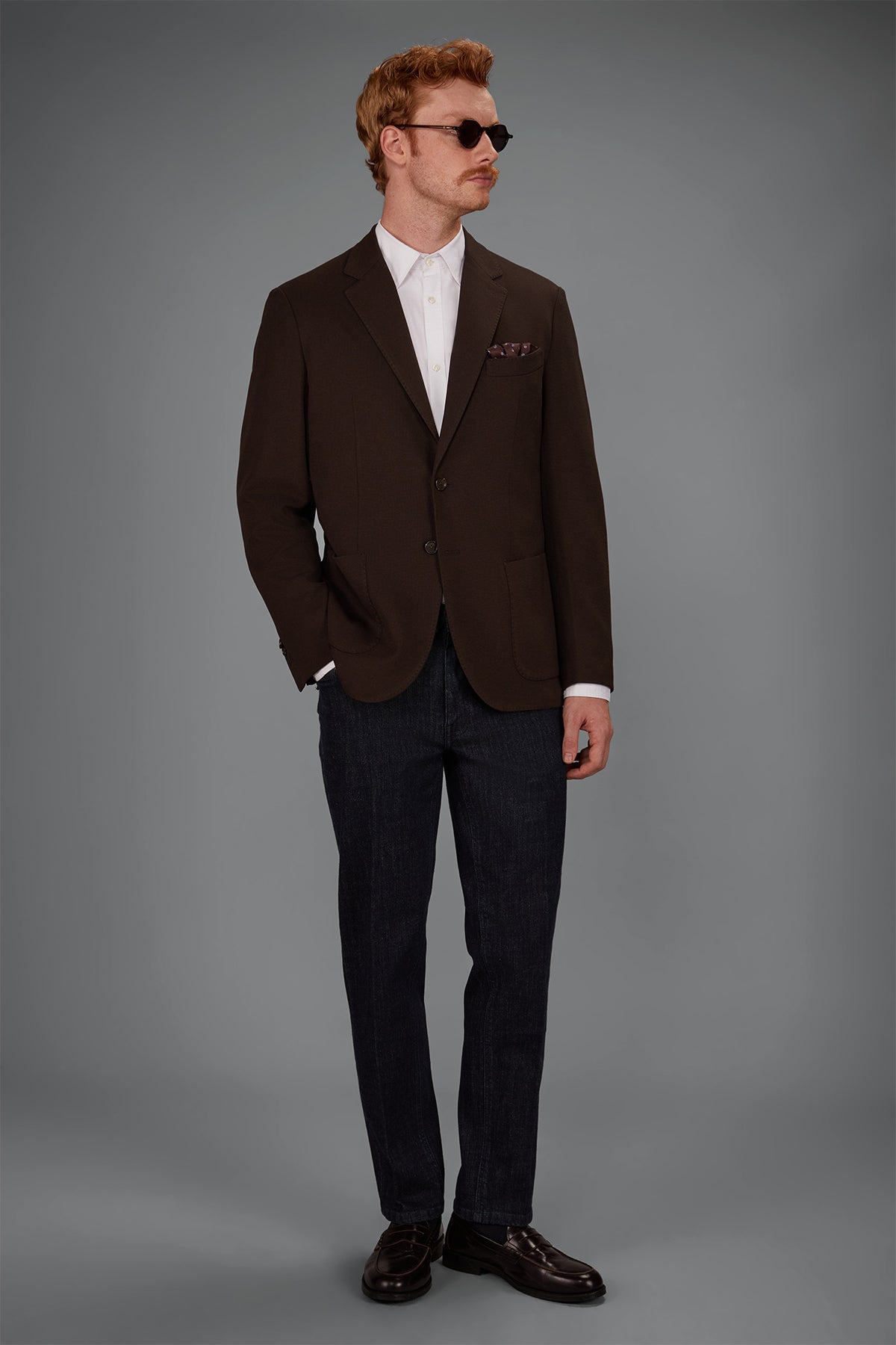 Men’s unlined single-breasted jacket in dobby-weave jersey with a regular fit