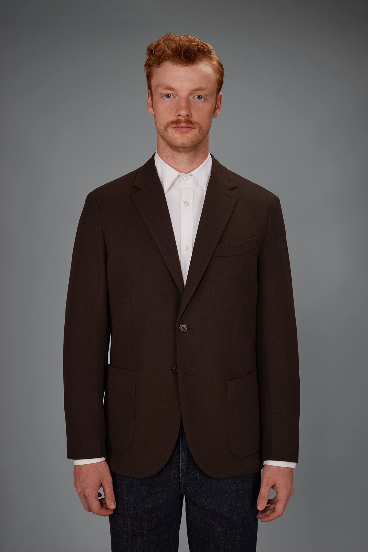Men’s unlined single-breasted jacket in dobby-weave jersey with a regular fit