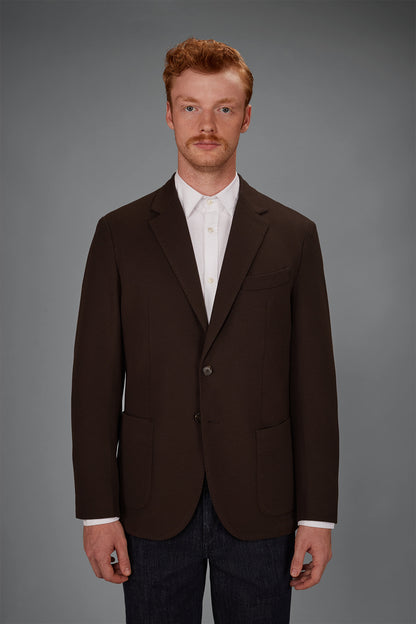 Men’s unlined single-breasted jacket in dobby-weave jersey with a regular fit