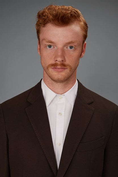Men’s unlined single-breasted jacket in dobby-weave jersey with a regular fit
