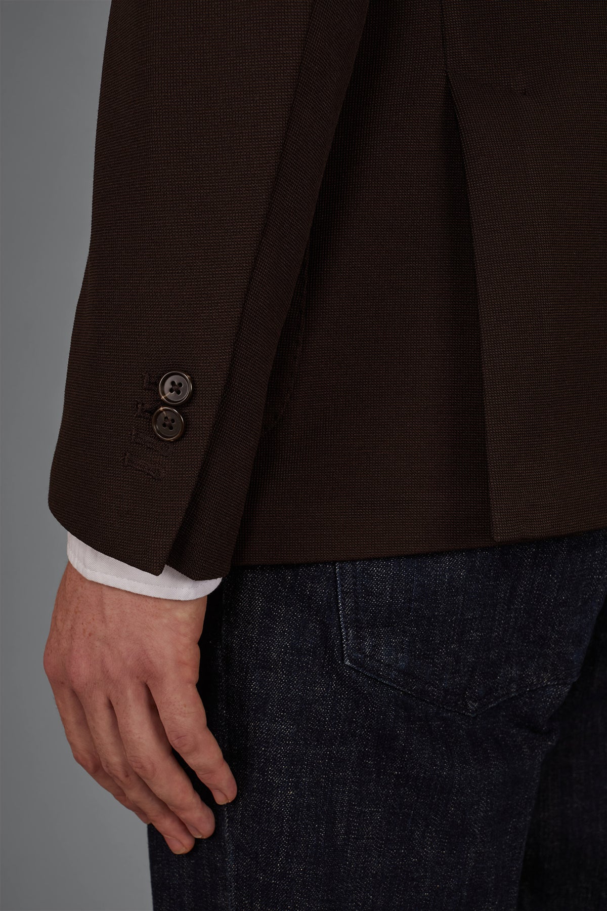 Men’s unlined single-breasted jacket in dobby-weave jersey with a regular fit