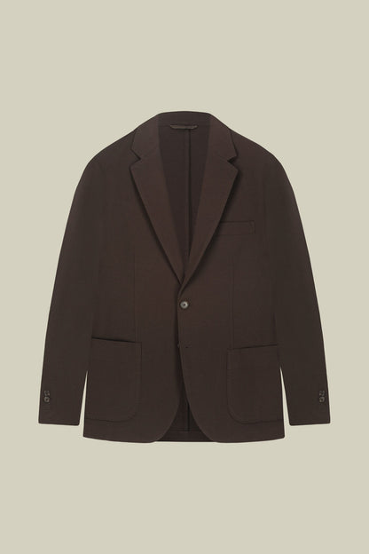 Men’s unlined single-breasted jacket in dobby-weave jersey with a regular fit