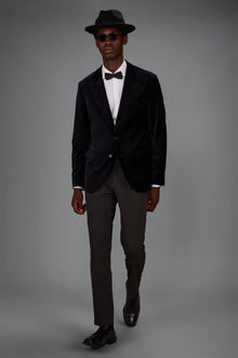 Men's regular fit single-breasted jacket in cotton velvet with peak lapels