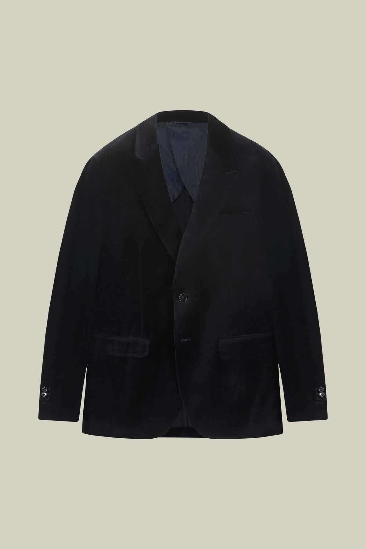Men's regular fit single-breasted jacket in cotton velvet with peak lapels