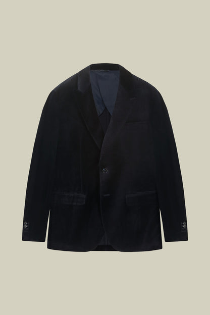 Men's regular fit single-breasted jacket in cotton velvet with peak lapels