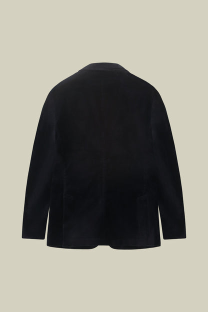 Men's regular fit single-breasted jacket in cotton velvet with peak lapels