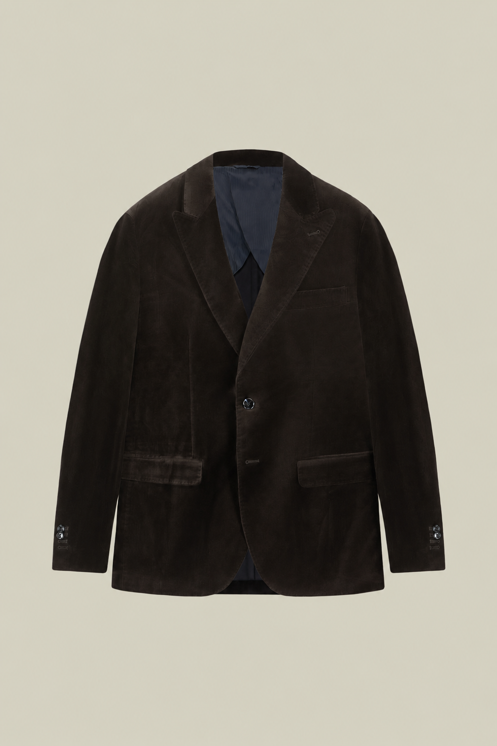 Men's regular fit single-breasted jacket in cotton velvet with peak lapels