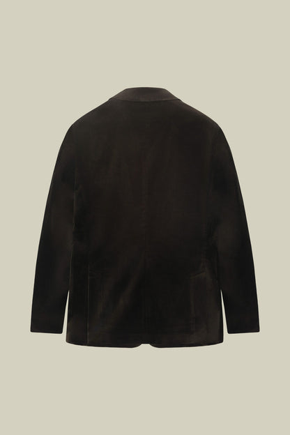 Men's regular fit single-breasted jacket in cotton velvet with peak lapels