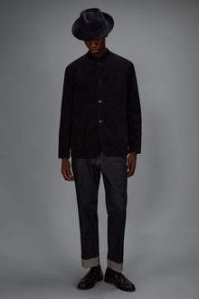 Men's regular fit jacket in cotton velvet with a Mandarin collar