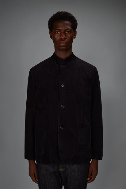 Men's regular fit jacket in cotton velvet with a Mandarin collar