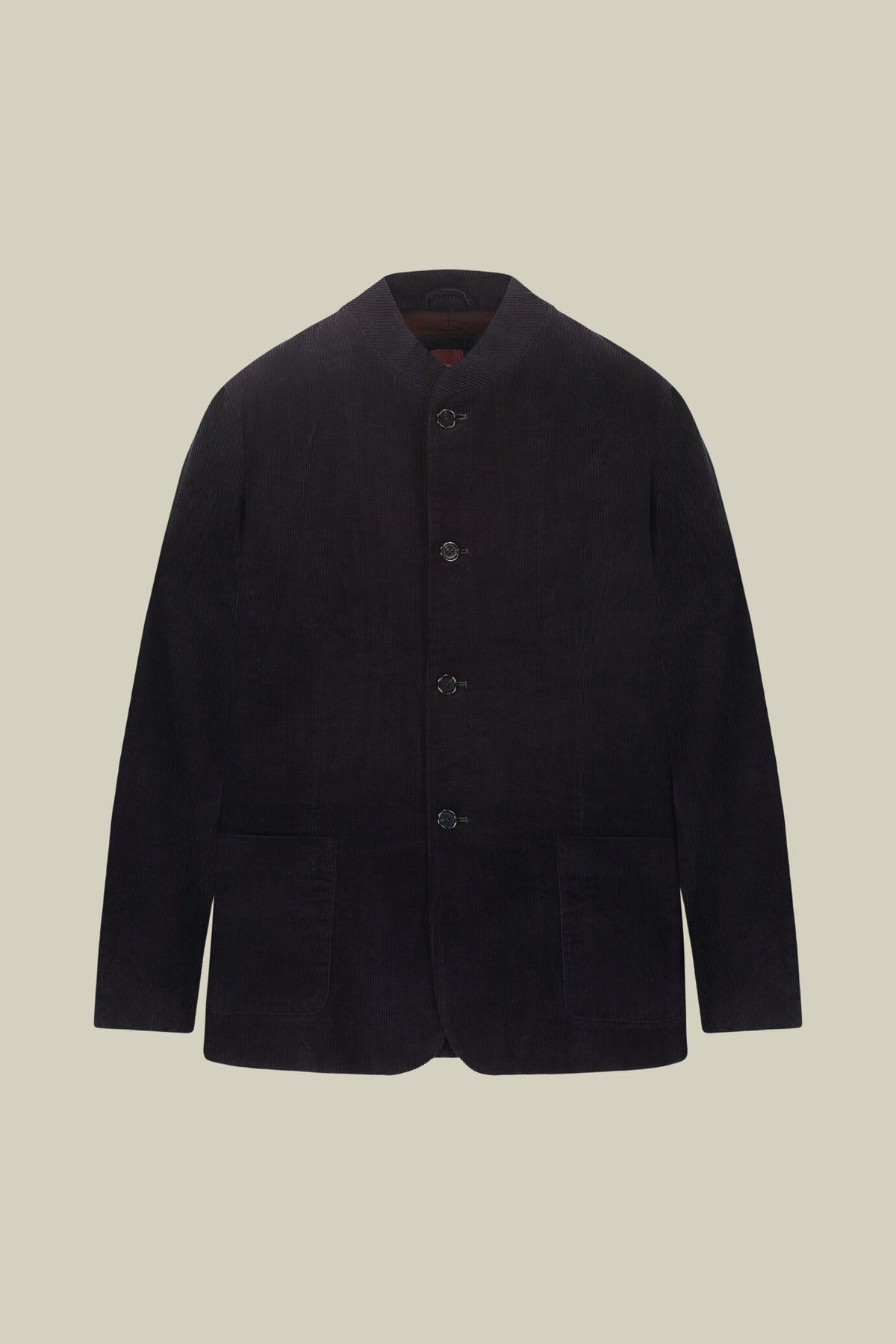 Men's regular fit jacket in cotton velvet with a Mandarin collar