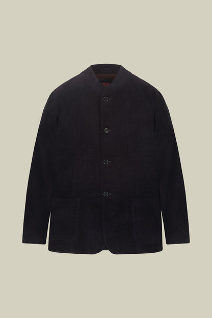 Men's regular fit jacket in cotton velvet with a Mandarin collar