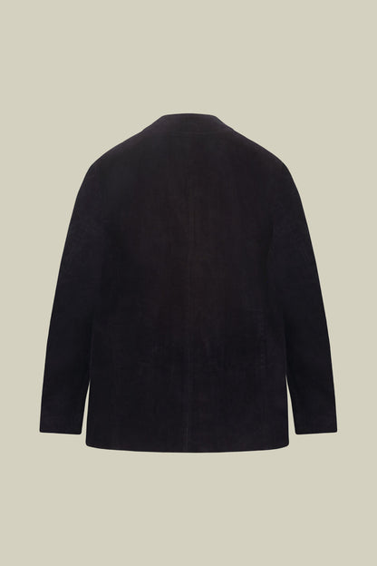 Men's regular fit jacket in cotton velvet with a Mandarin collar
