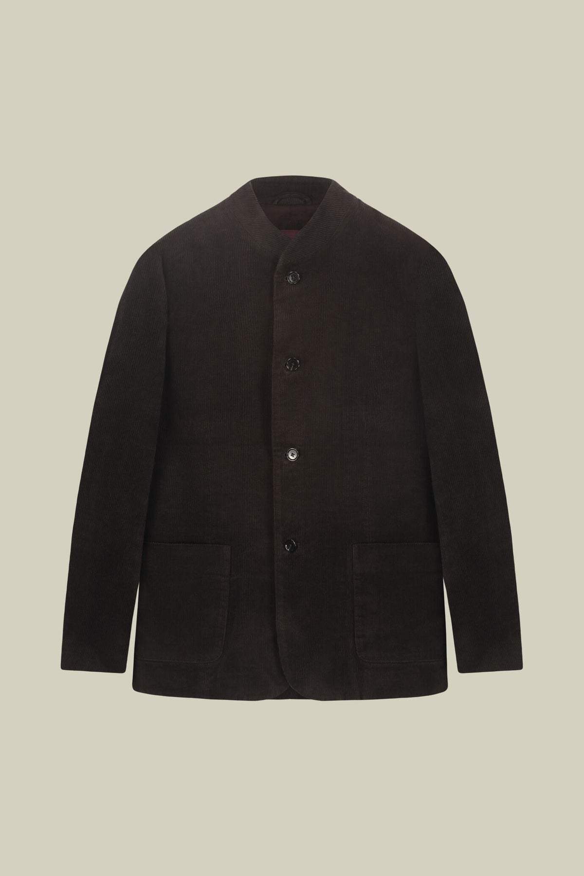 Men's regular fit jacket in cotton velvet with a Mandarin collar