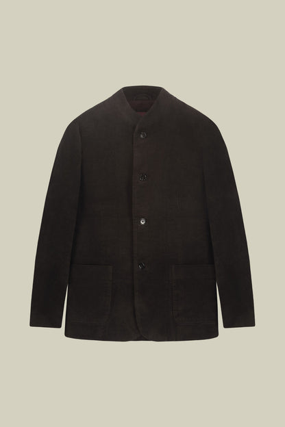 Men's regular fit jacket in cotton velvet with a Mandarin collar