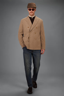 Men’s unlined Double-Breasted jacket in velvet-effect fabric regular fit