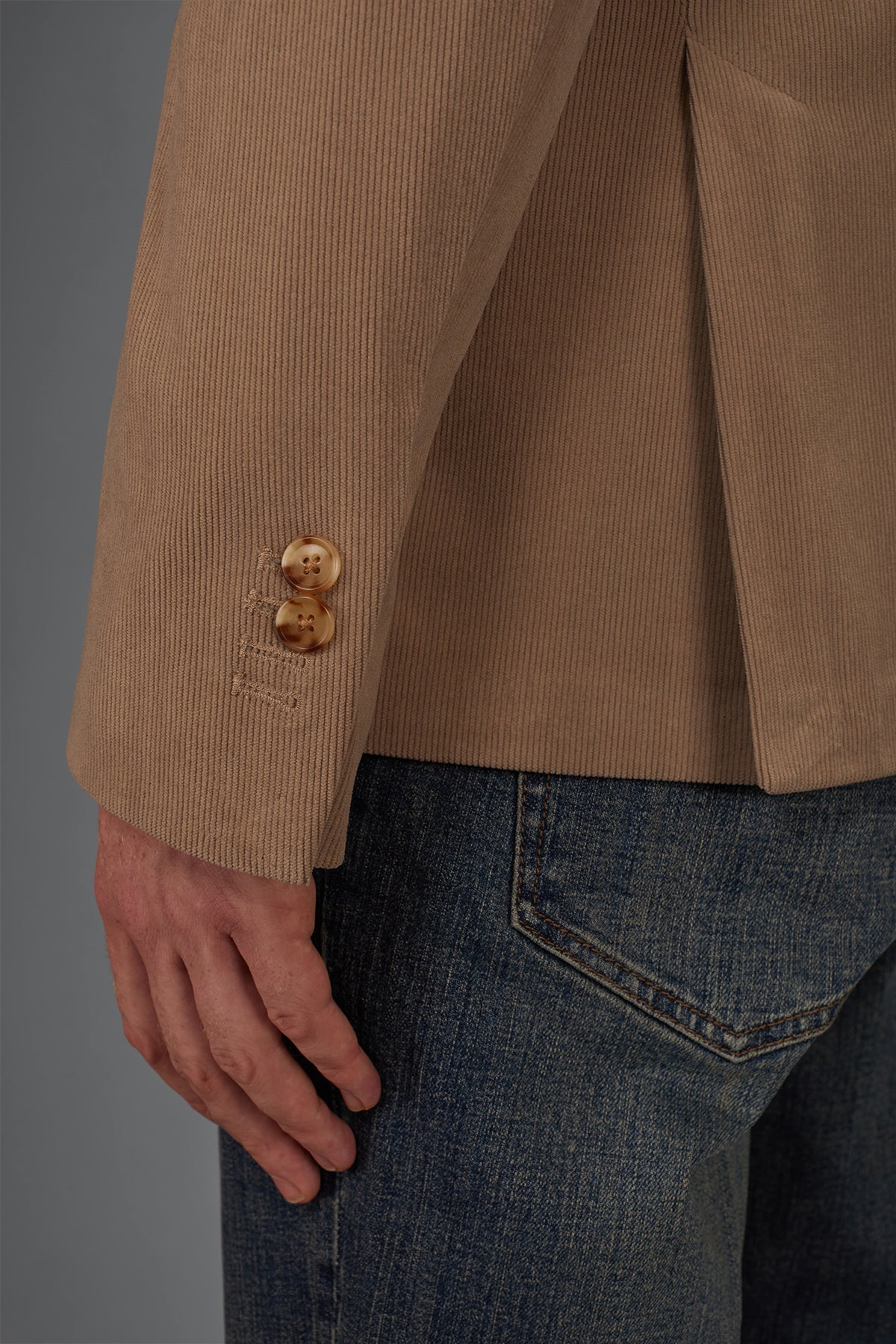 Men’s unlined Double-Breasted jacket in velvet-effect fabric regular fit