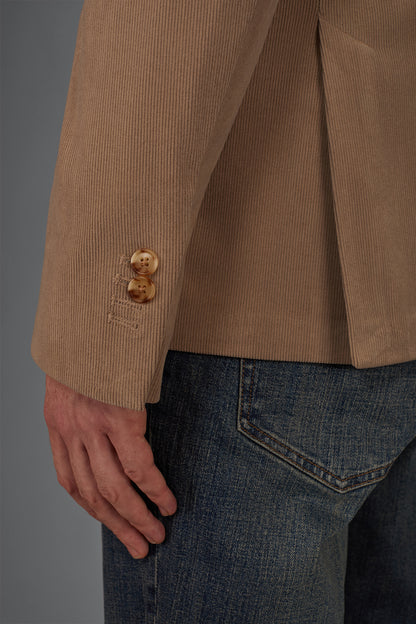 Men’s unlined Double-Breasted jacket in velvet-effect fabric regular fit