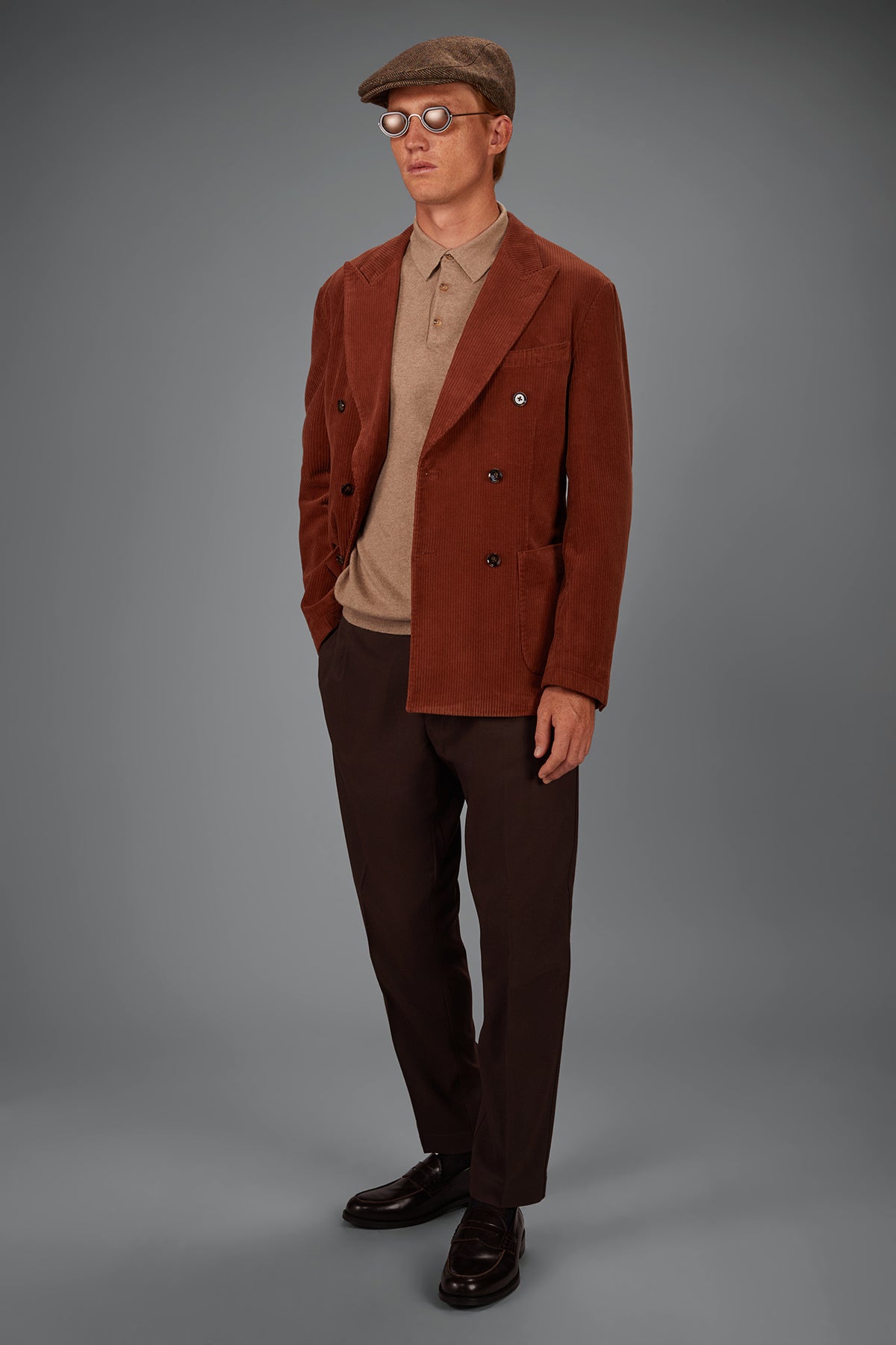 Men’s unlined Double-Breasted corduroy jacket regular fit
