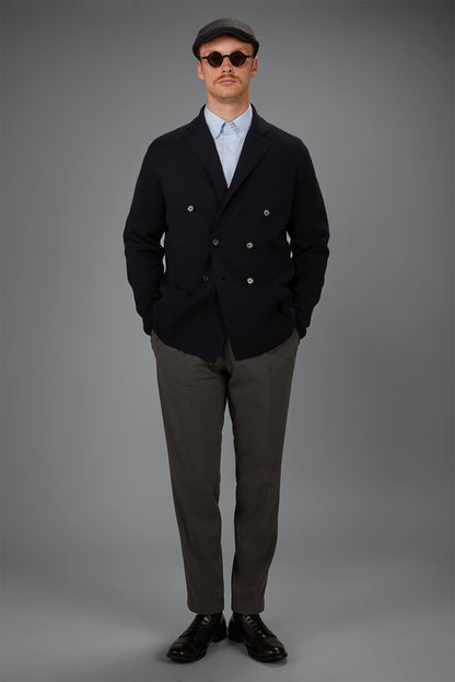 Men’s Double-Breasted Cardigan in 100% cotton Milano Stitch regular fit