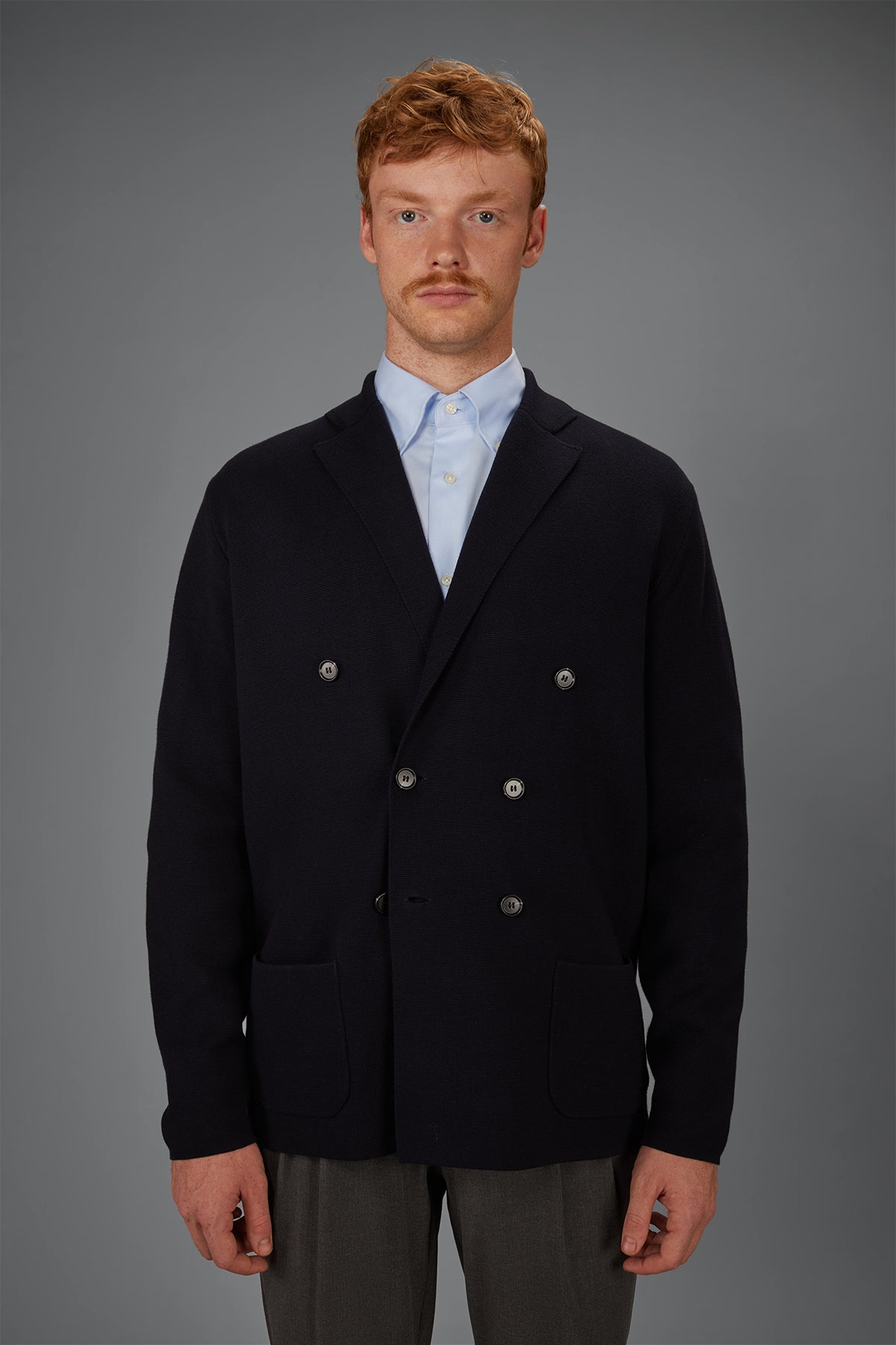 Men’s Double-Breasted Cardigan in 100% cotton Milano Stitch regular fit