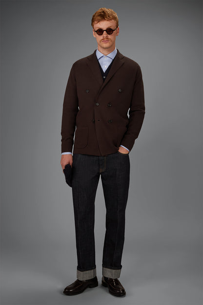 Men’s Double-Breasted Cardigan in 100% cotton Milano Stitch regular fit
