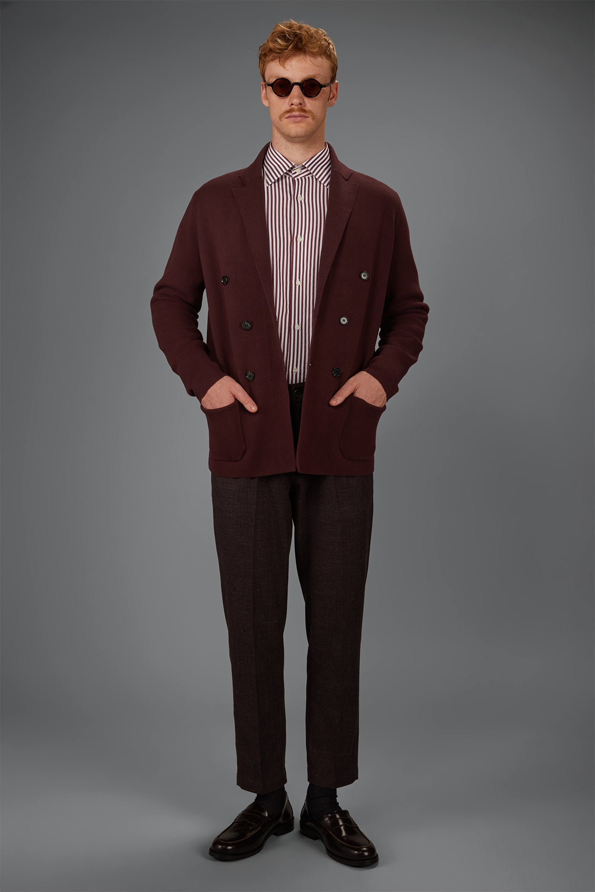 Men’s Double-Breasted Cardigan in 100% cotton Milano Stitch regular fit