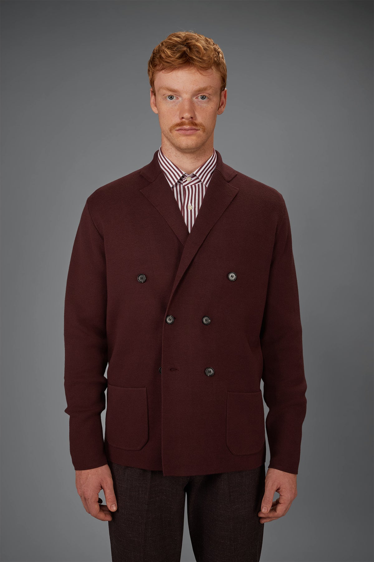 Men’s Double-Breasted Cardigan in 100% cotton Milano Stitch regular fit