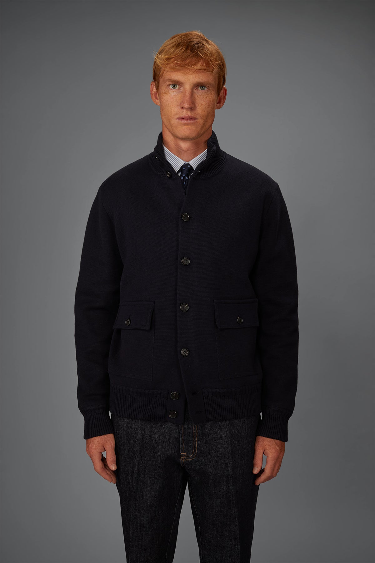 Men’s 100% cotton Milano Stitch knitted jacket regular fit