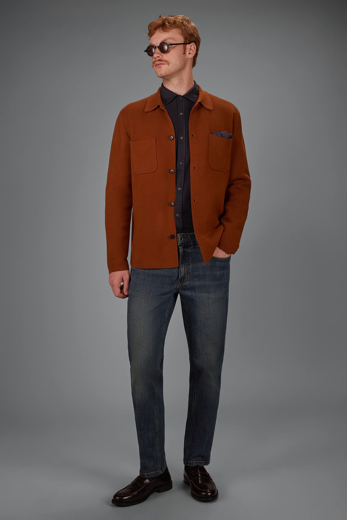 Men's 5-pocket jeans in medium denim