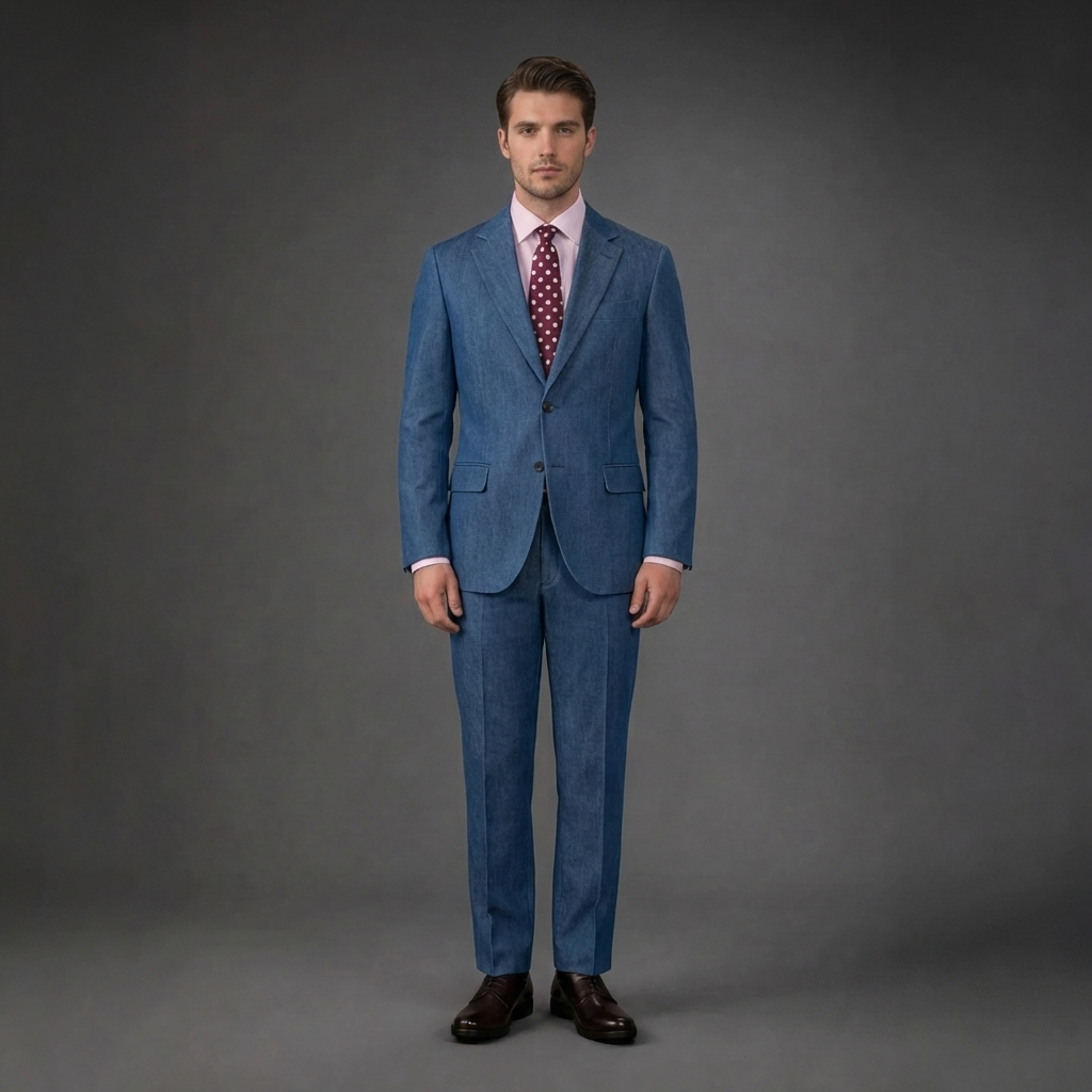 Single-breasted men's suit with classic single-pleat trousers, in pure combed wool with herringbone weave