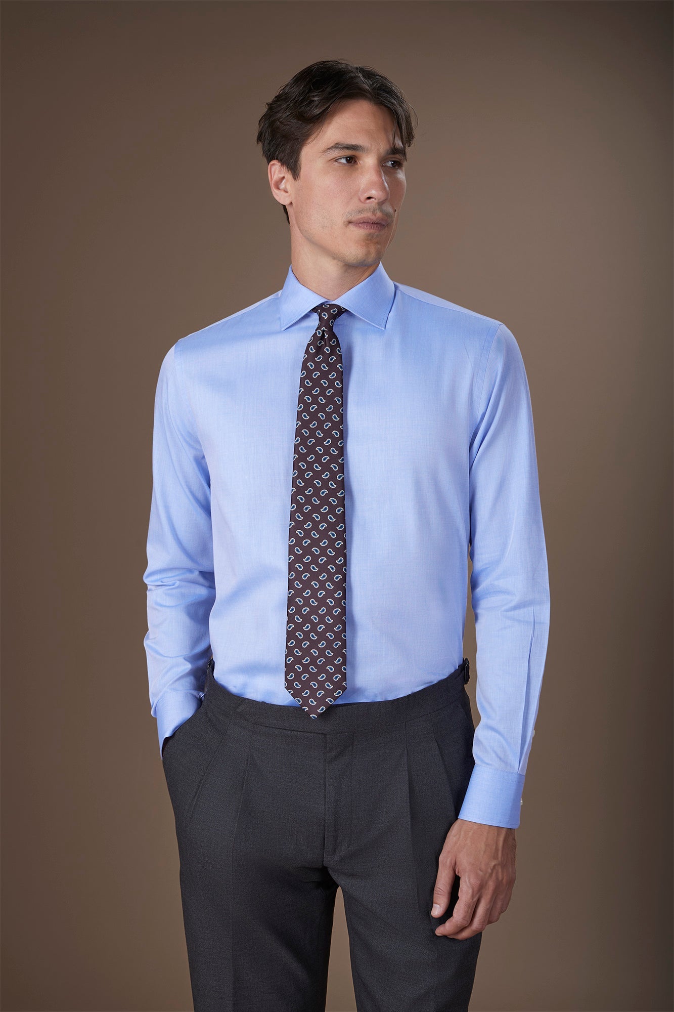 Men's 100% Cotton French collar classic shirt twill construction