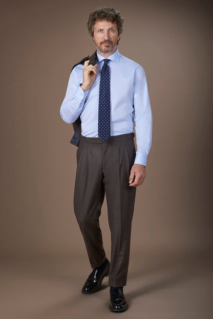 Men's 100% cotton French collar classic shirt stretch slub fabric