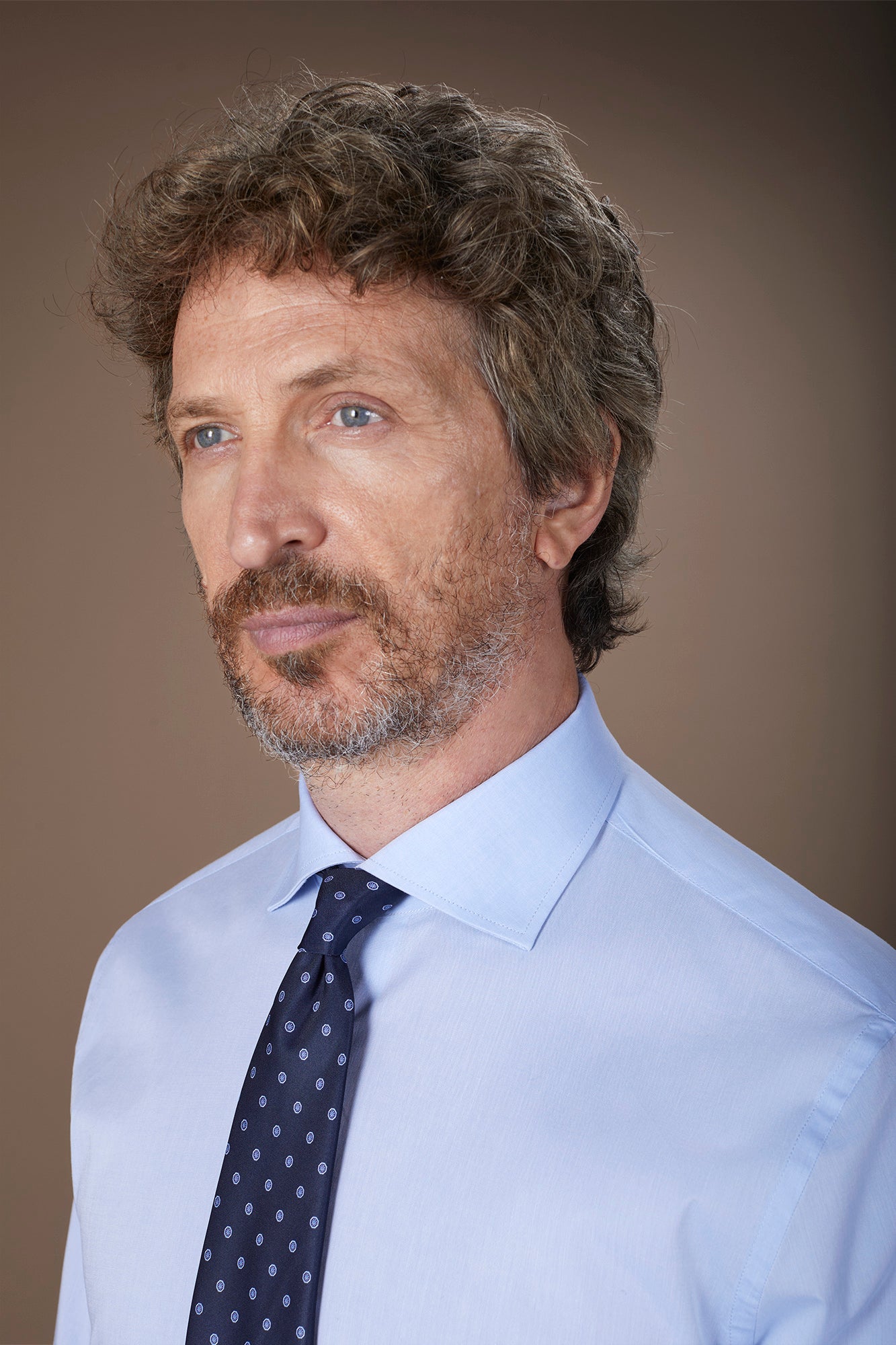 Men's 100% cotton French collar classic shirt stretch slub fabric