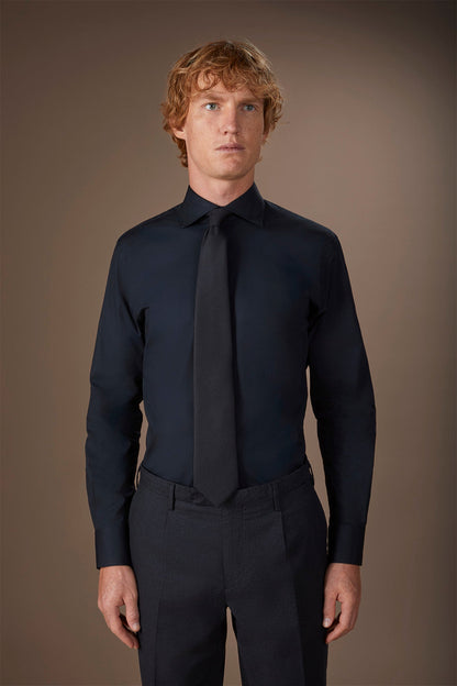 Men's 100% cotton French collar classic shirt stretch slub fabric