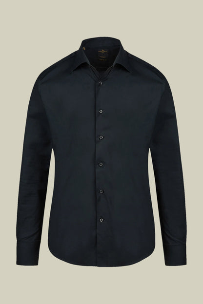 Men's 100% cotton French collar classic shirt stretch slub fabric