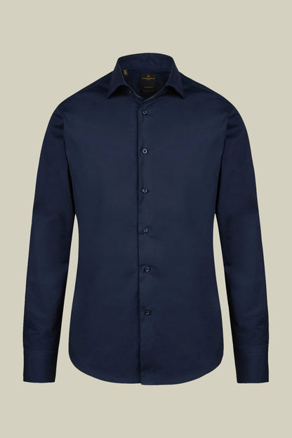 Men's 100% cotton French collar classic shirt stretch slub fabric