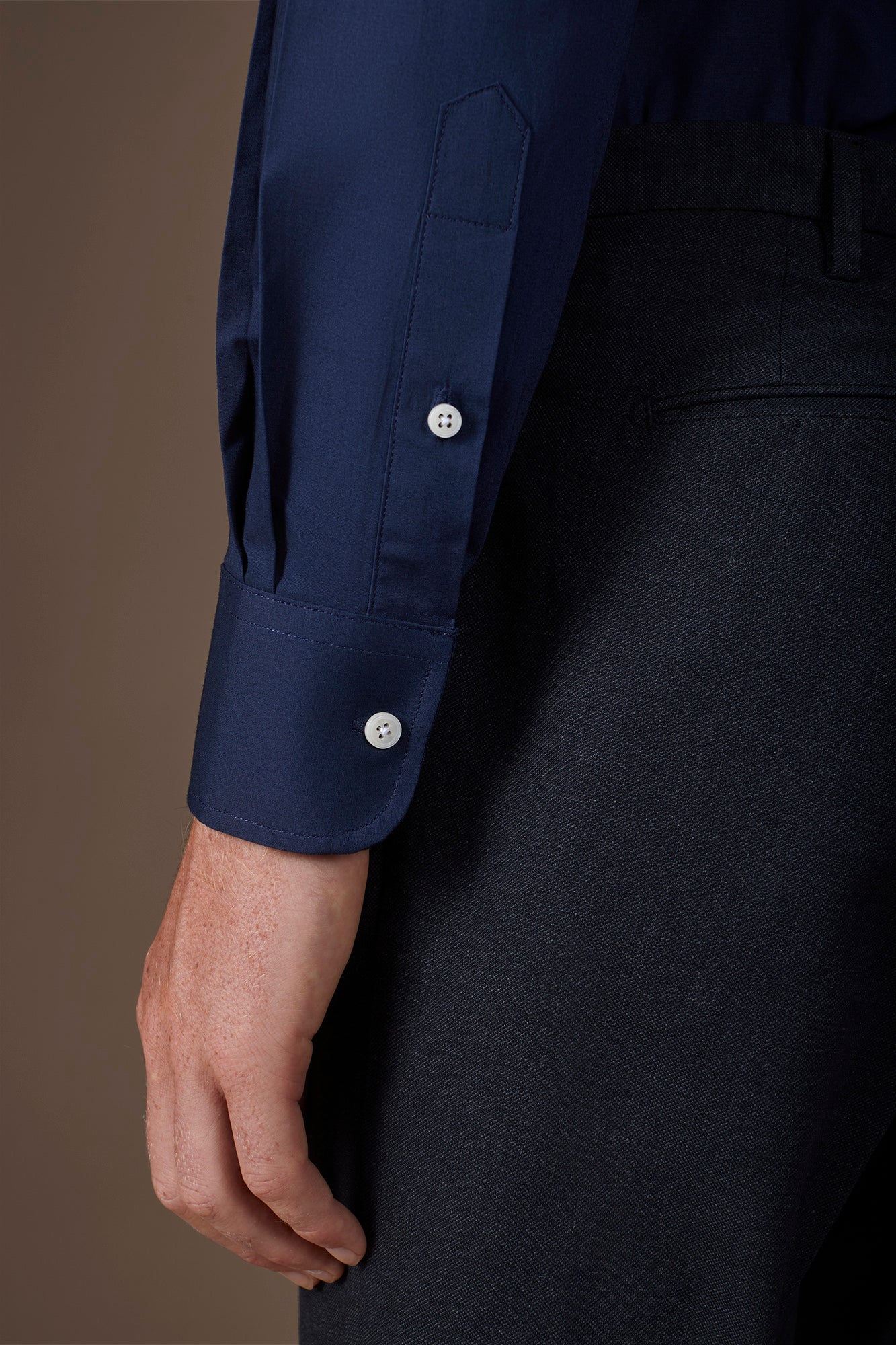 Men's 100% cotton French collar classic shirt stretch slub fabric