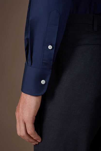 Men's 100% cotton French collar classic shirt stretch slub fabric